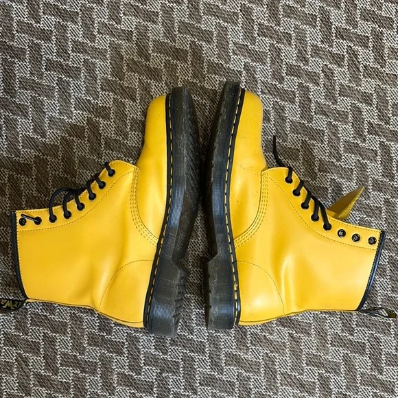 Yellow Dr. Martens Leather Lace-Up Boots - Picture 5 of 7